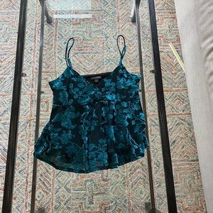 Wild Fable Green Velvet Floral Tank Top